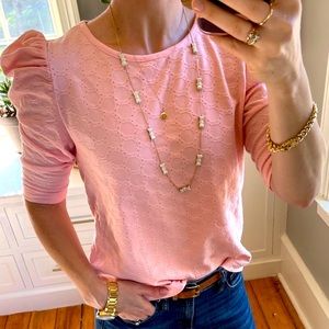 Women’s LOFT Puff Sleeve Top - NWT - Med - Pink